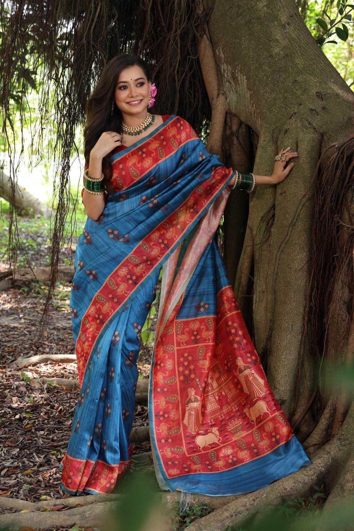 Kajal Tree Tussar Silk Soft Saree
