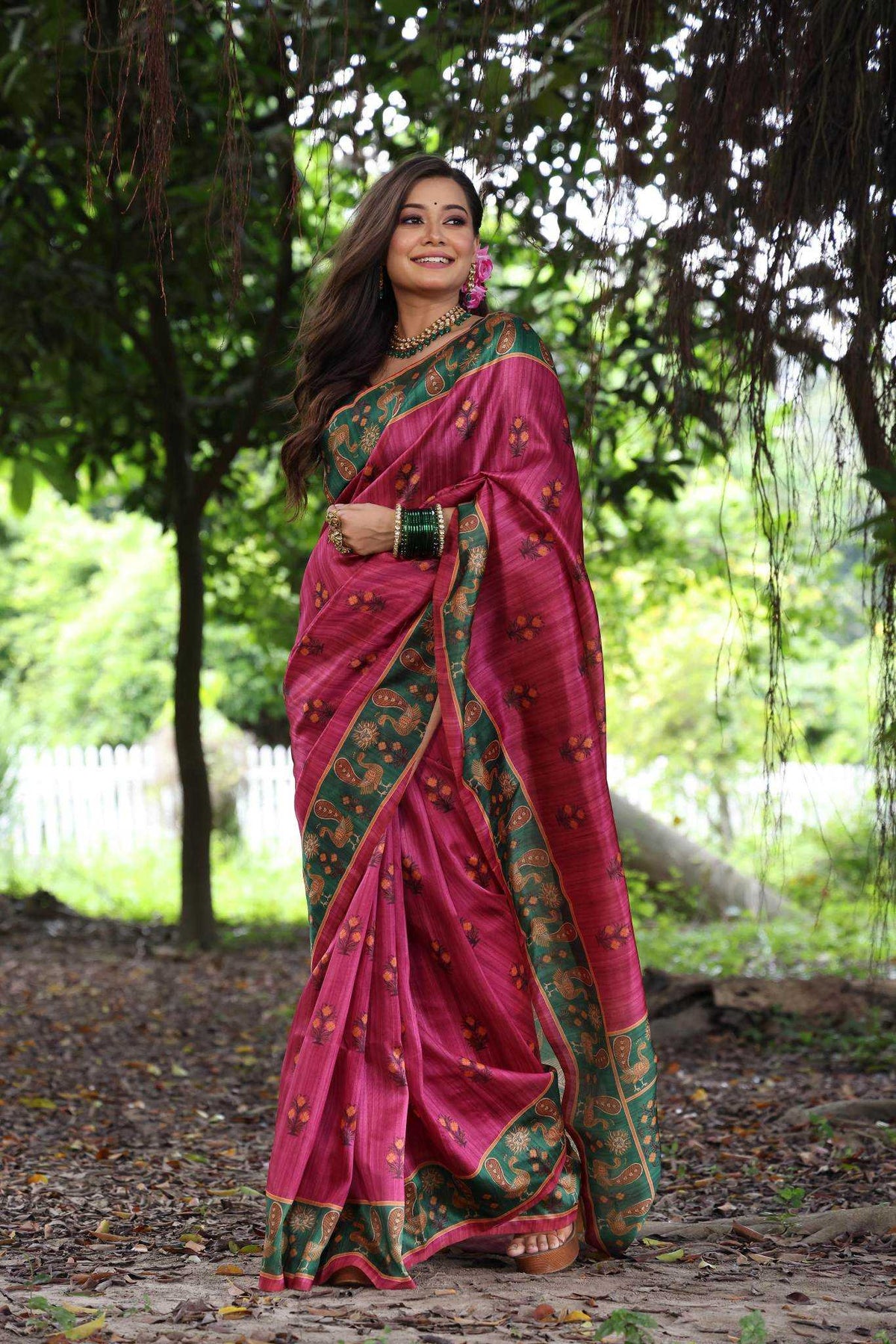 Kajal Tree Tussar Silk Soft Saree