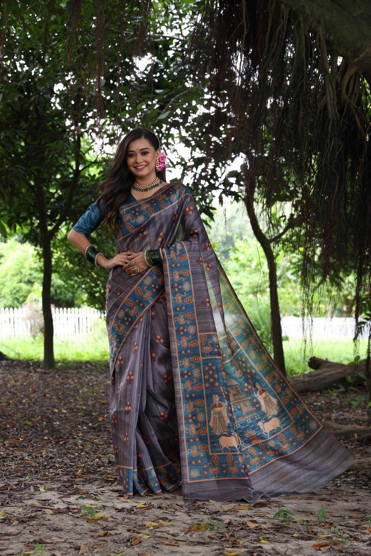 Kajal Tree Tussar Silk Soft Saree