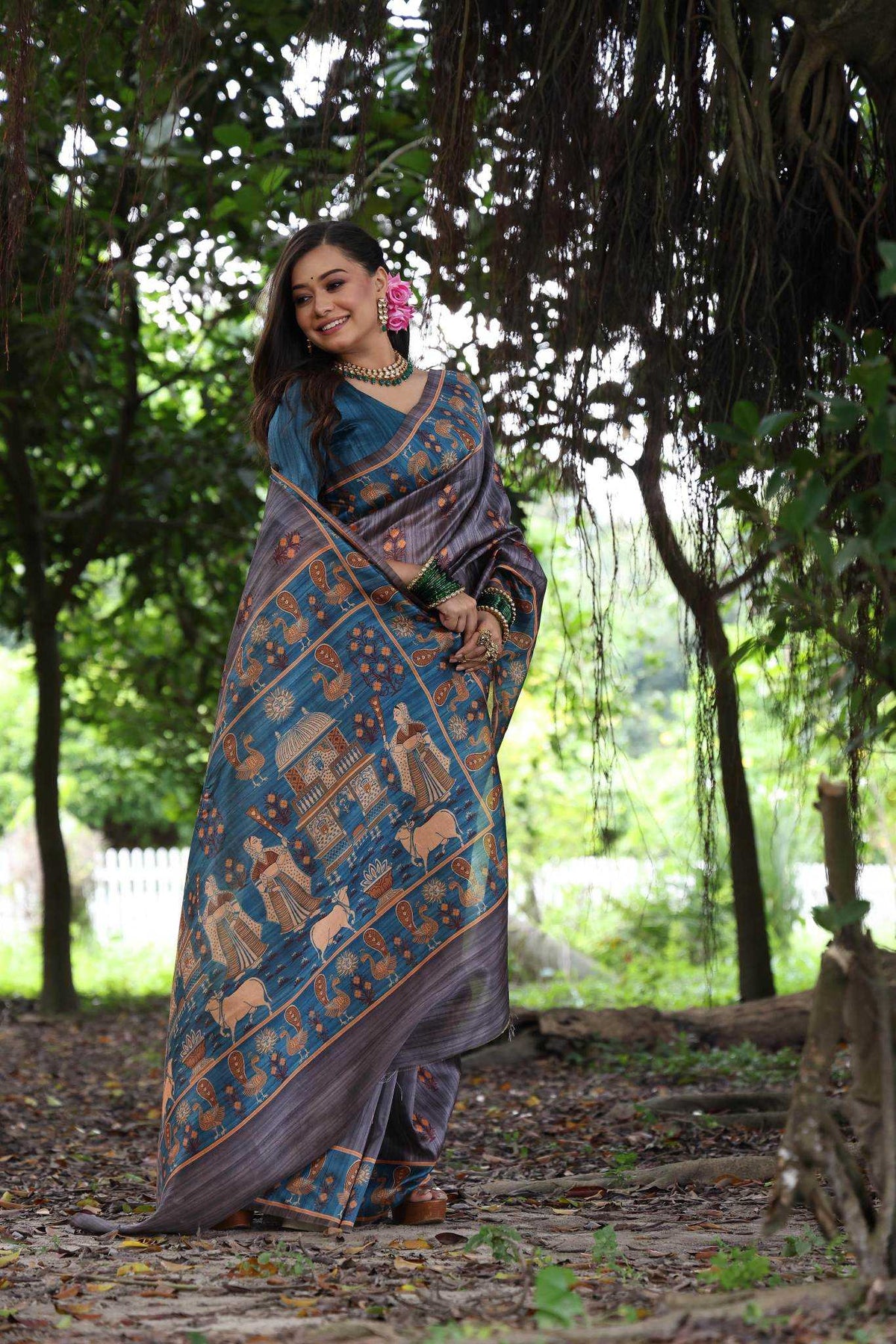 Kajal Tree Tussar Silk Soft Saree