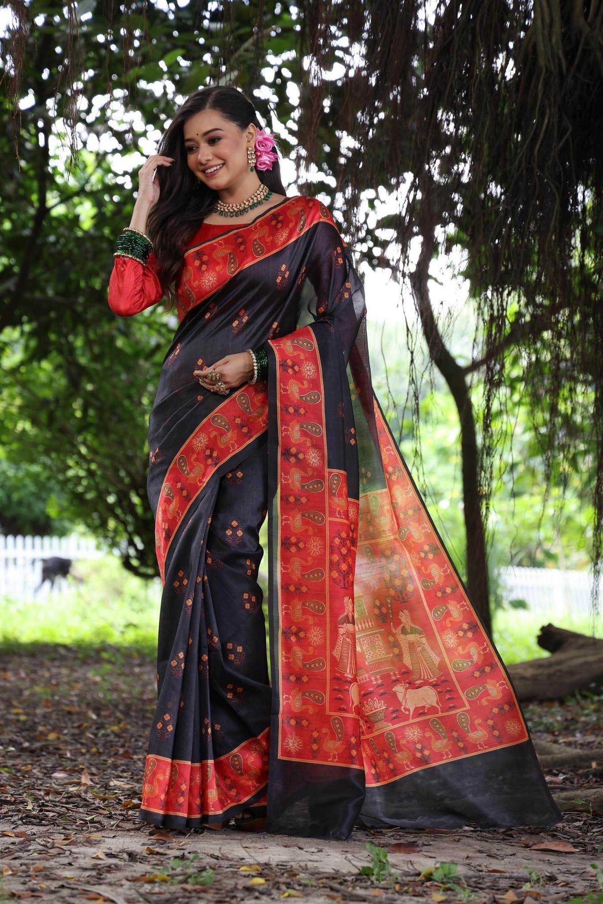 Kajal Tree Tussar Silk Soft Saree