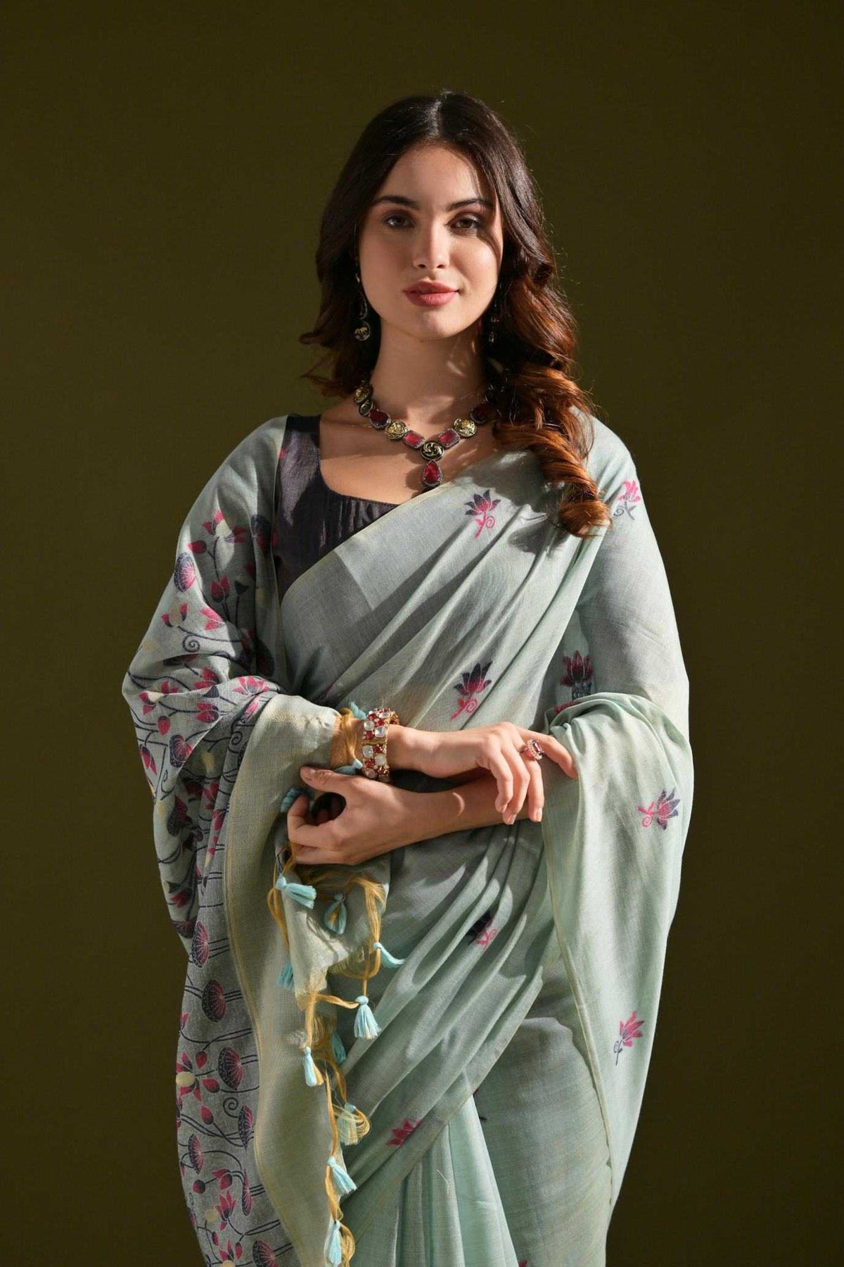 Muga Cotton Designer Saree