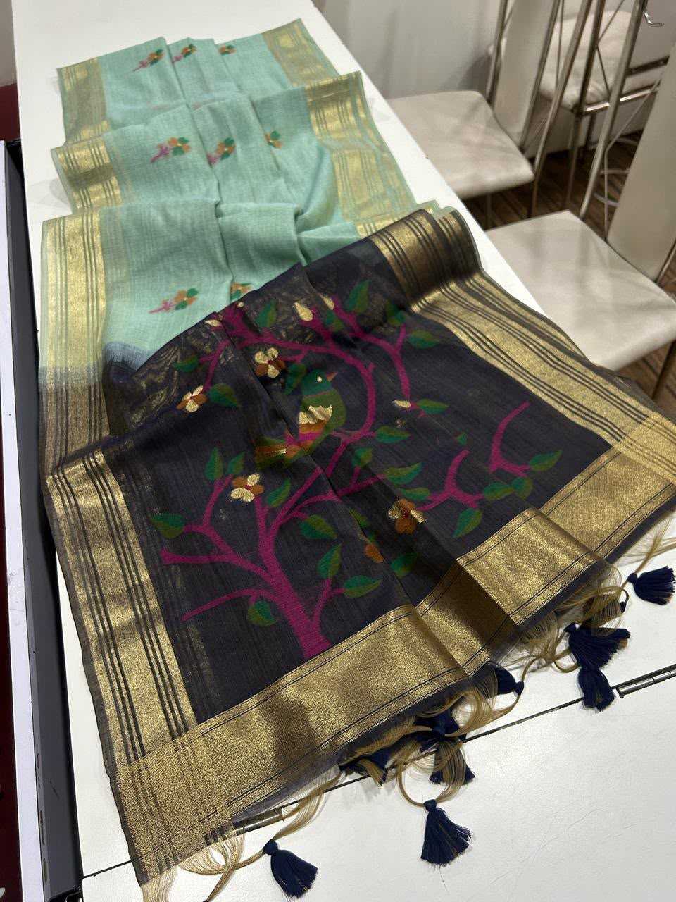 Muga Cotton Zari Border Saree