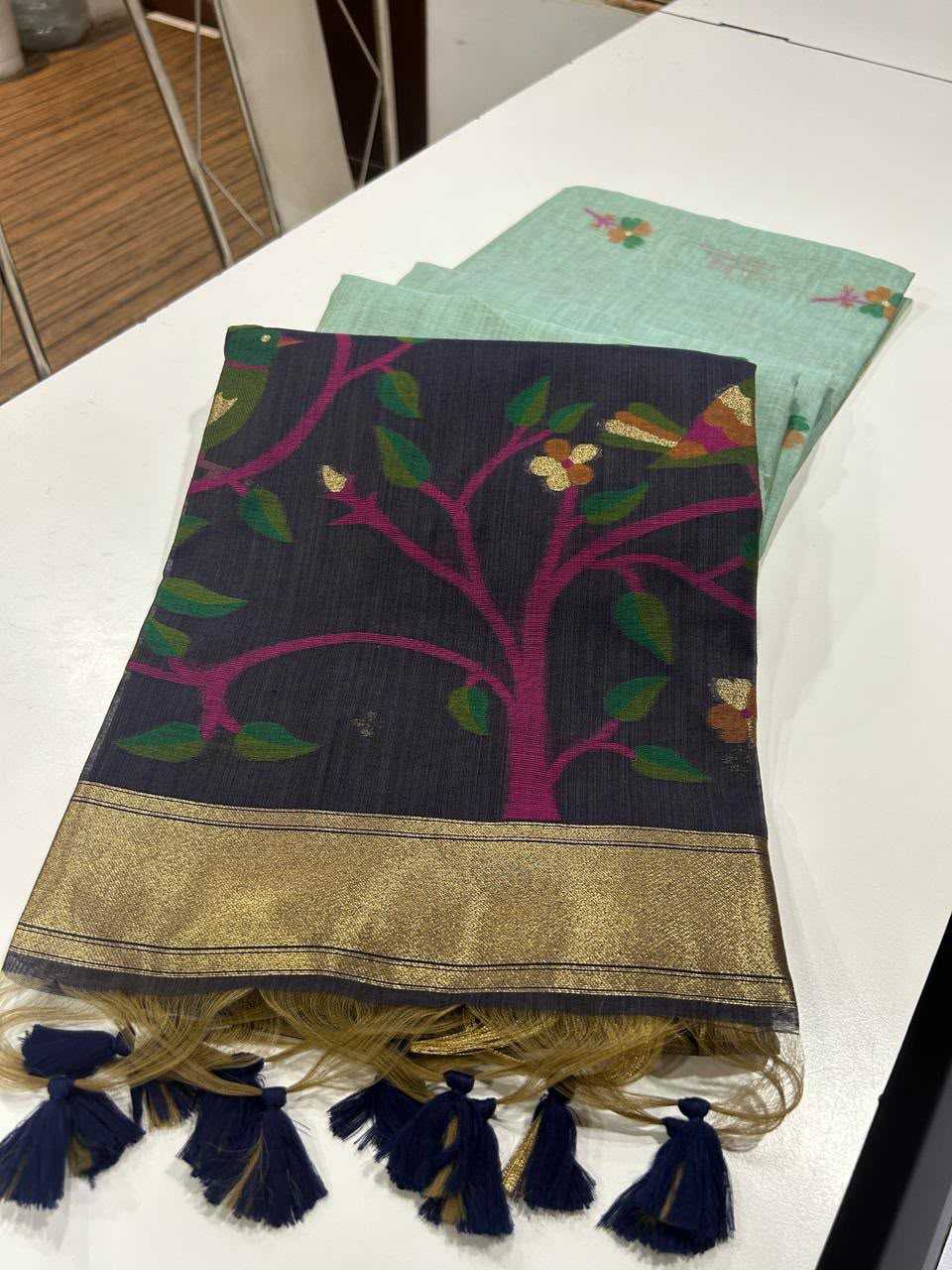 Muga Cotton Zari Border Saree