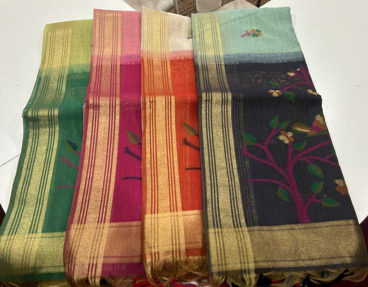 Muga Cotton Zari Border Saree