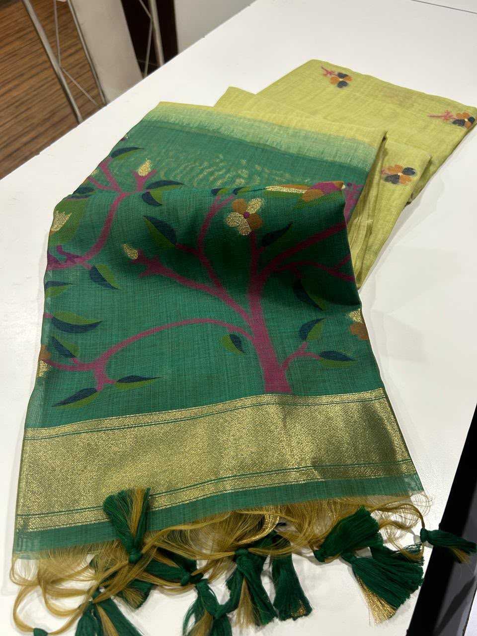 Muga Cotton Zari Border Saree