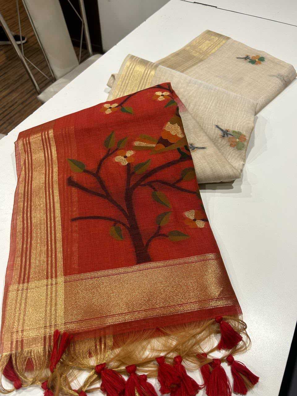 Muga Cotton Zari Border Saree
