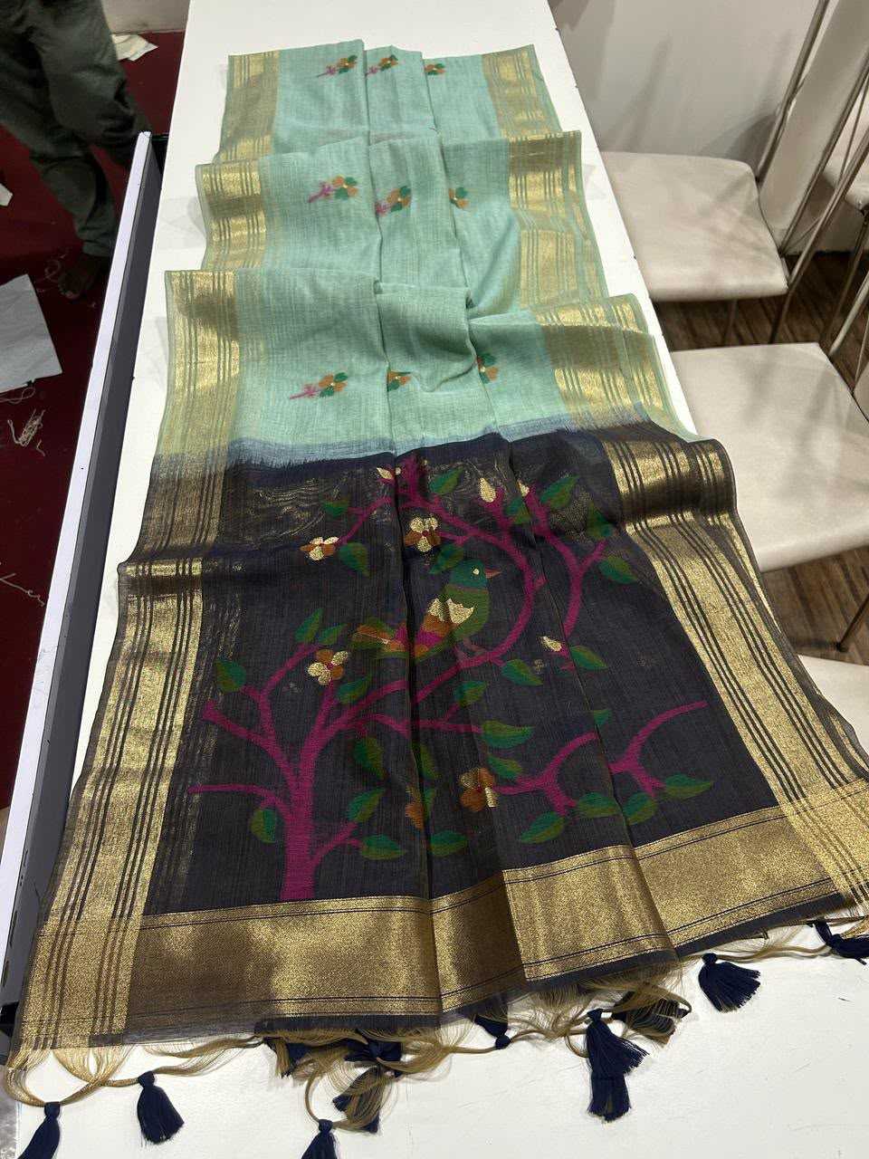 Muga Cotton Zari Border Saree