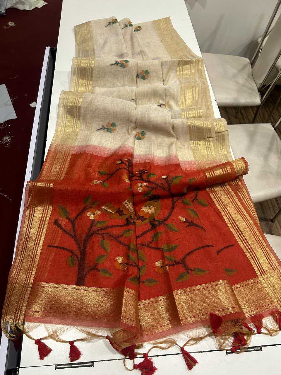 Muga Cotton Zari Border Saree