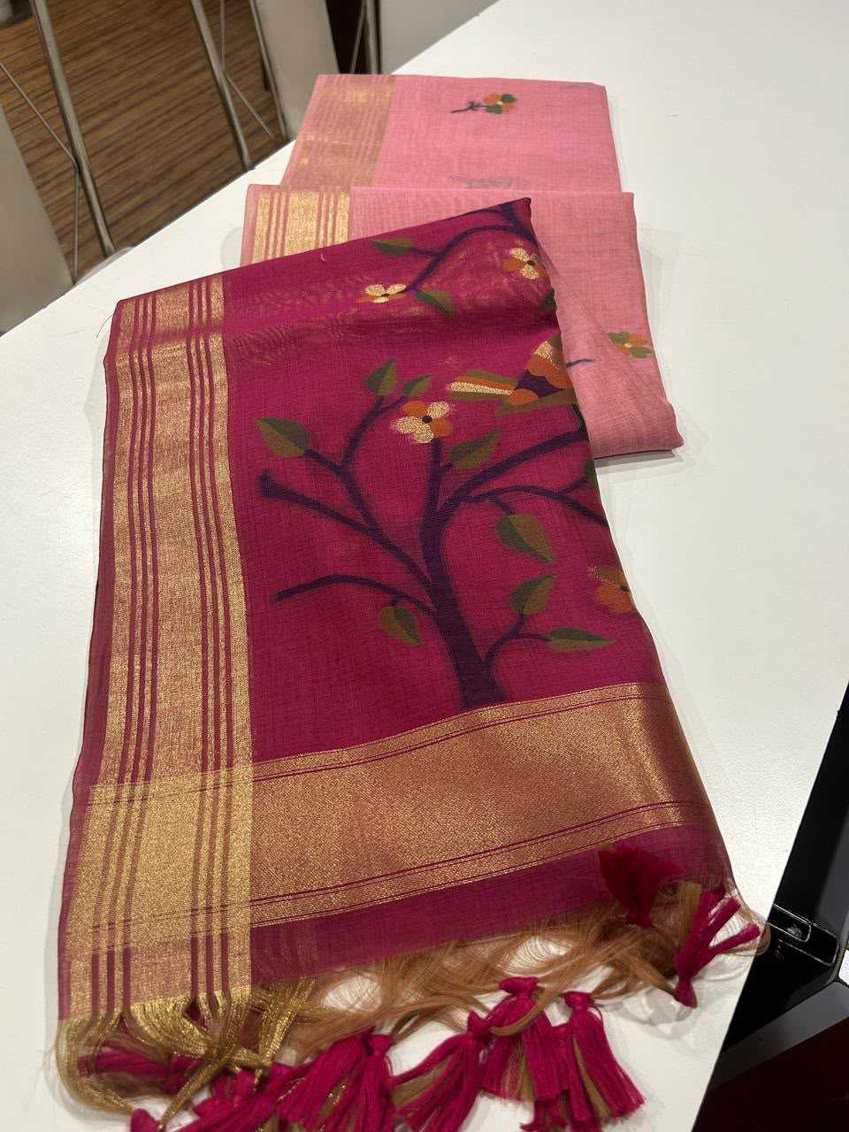 Muga Cotton Zari Border Saree