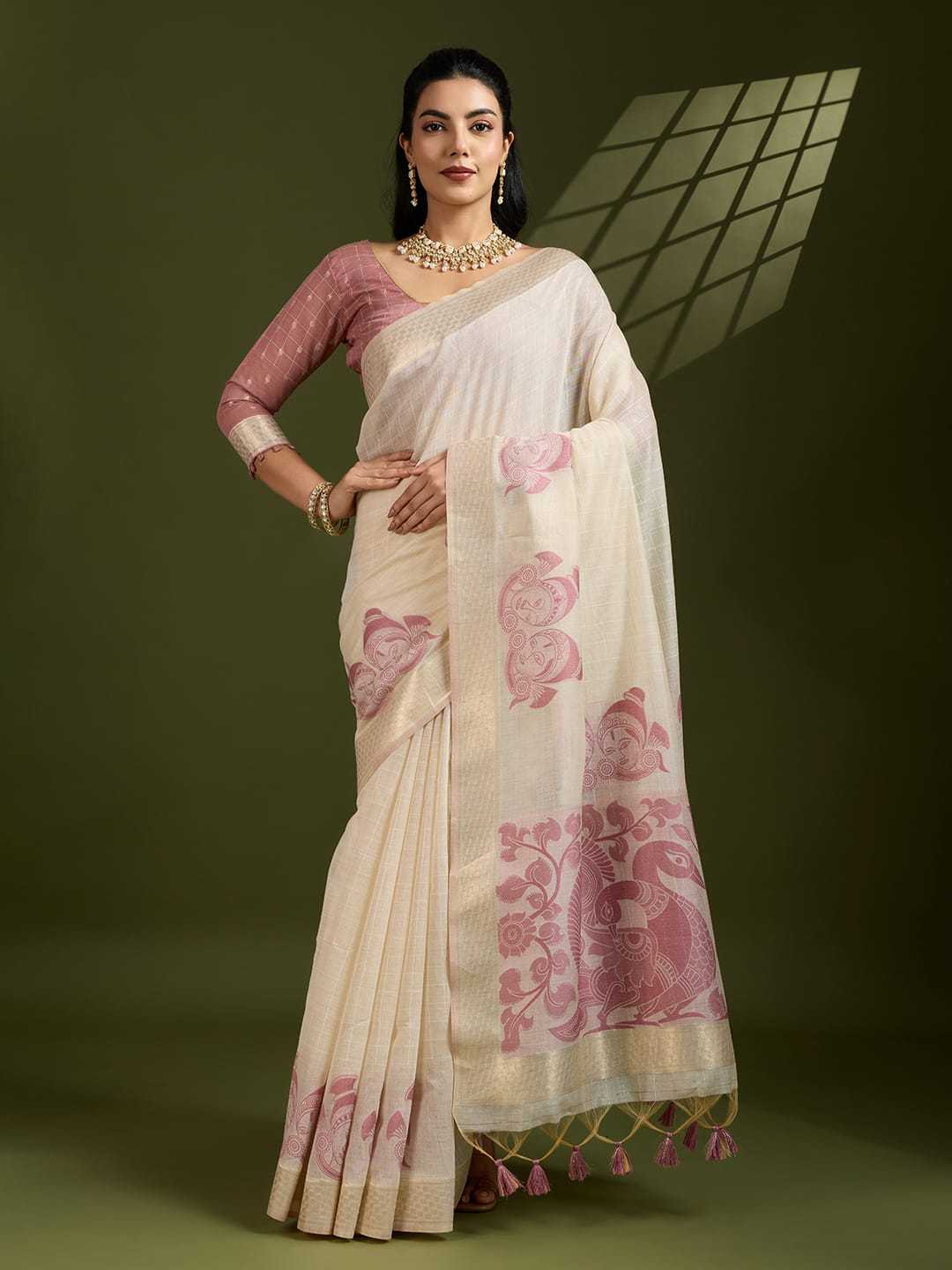 Muga Cotton Kalamkari Saree