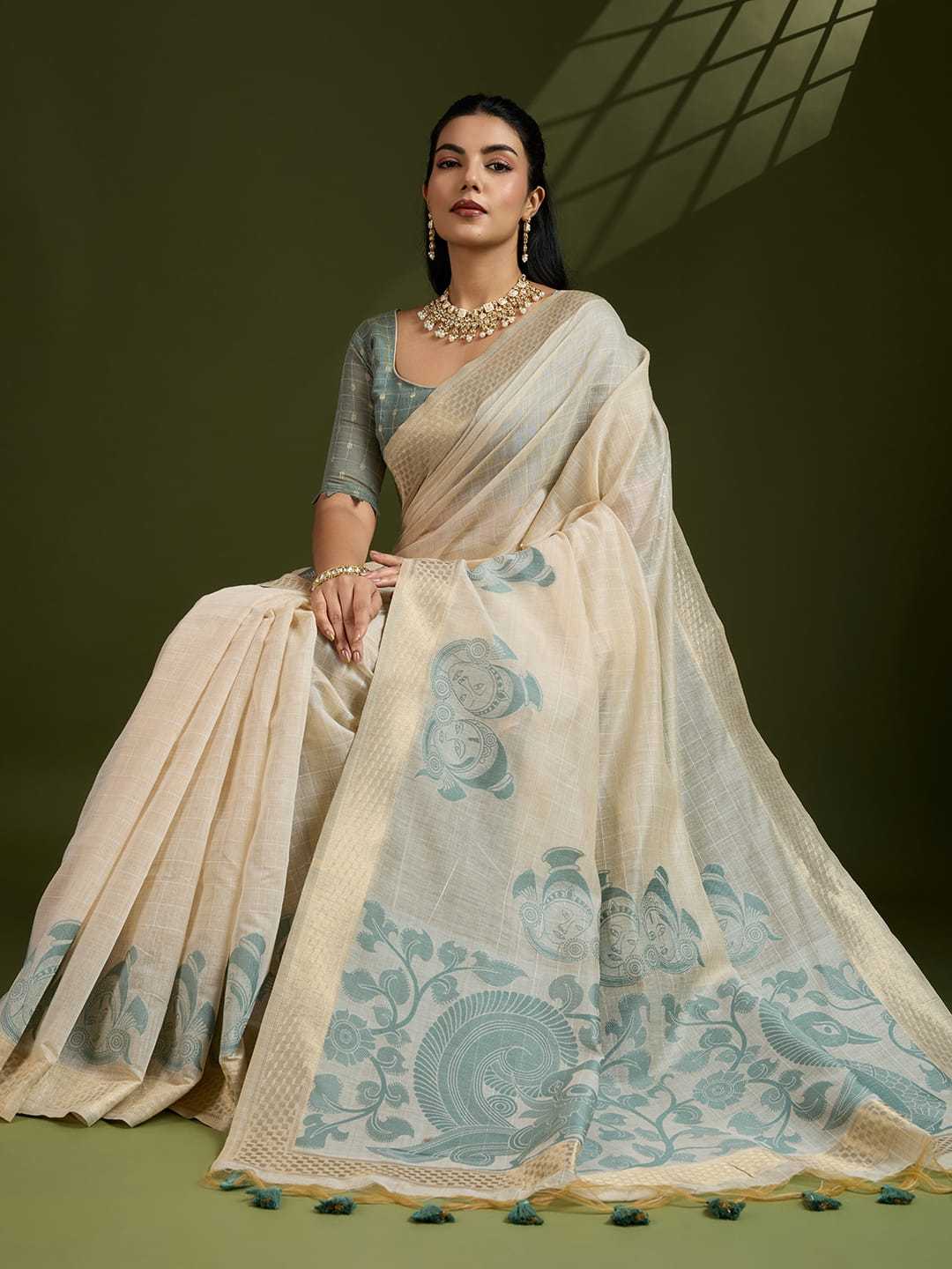 Muga Cotton Kalamkari Saree
