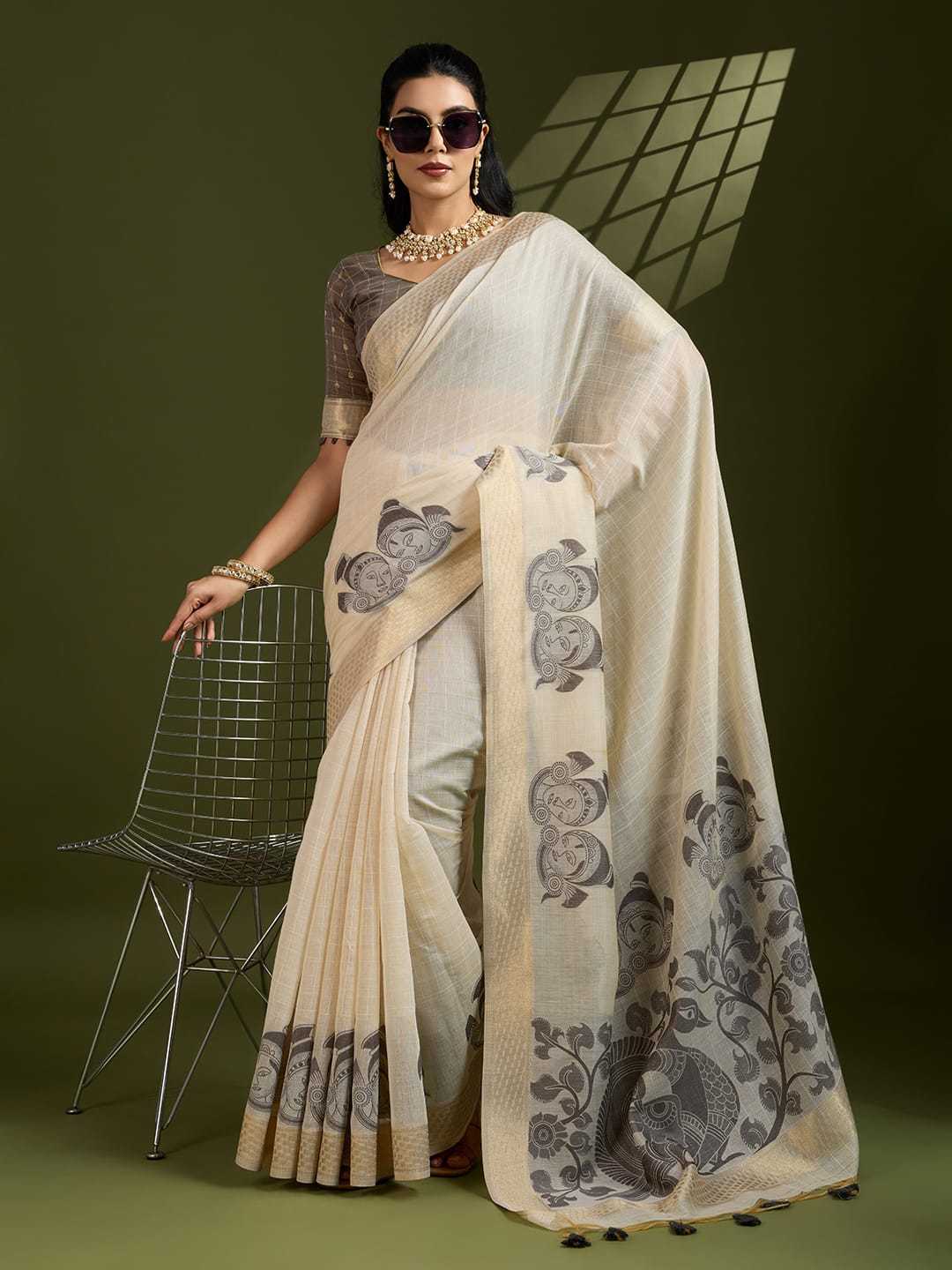 Muga Cotton Kalamkari Saree