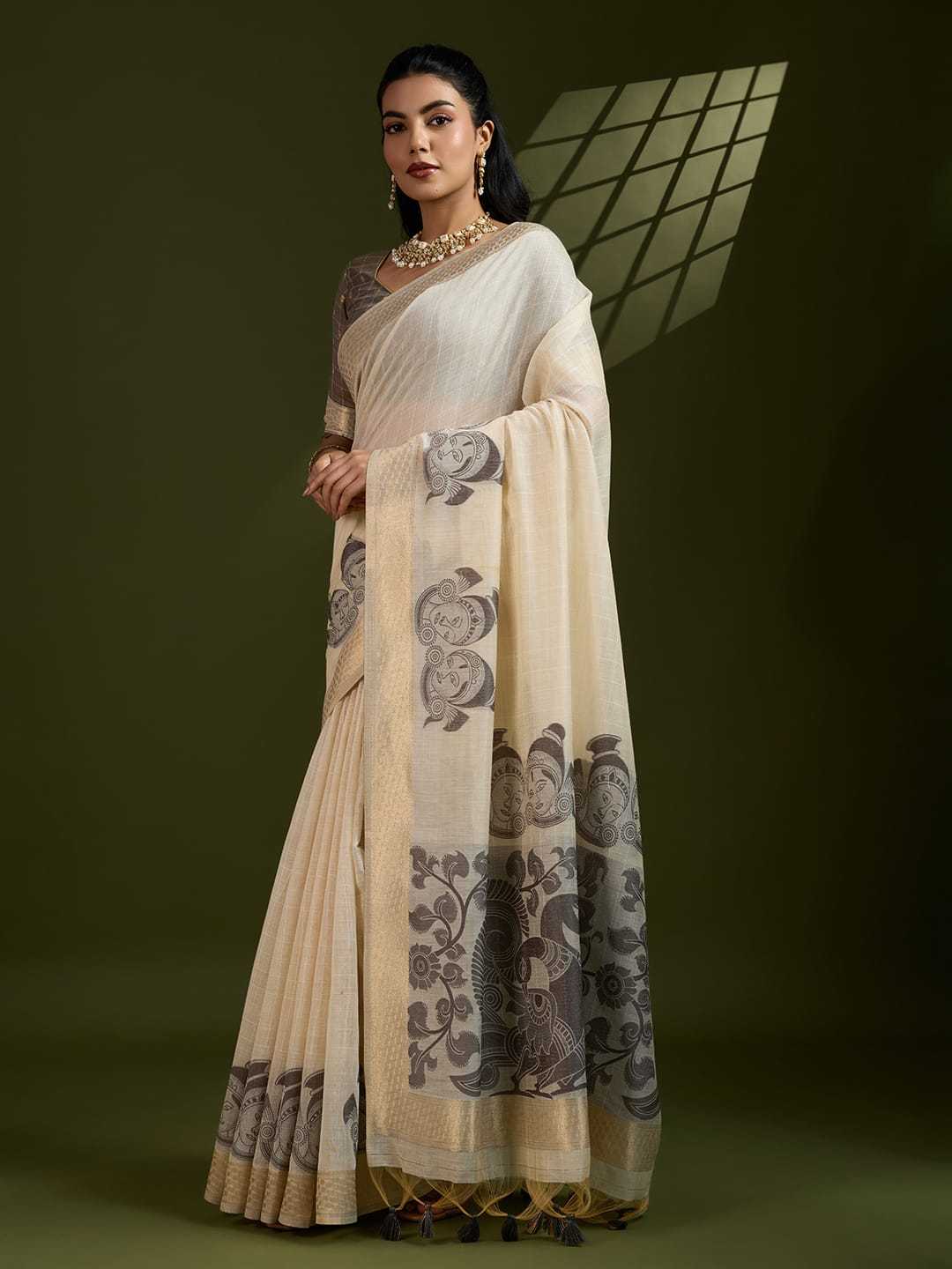 Muga Cotton Kalamkari Saree