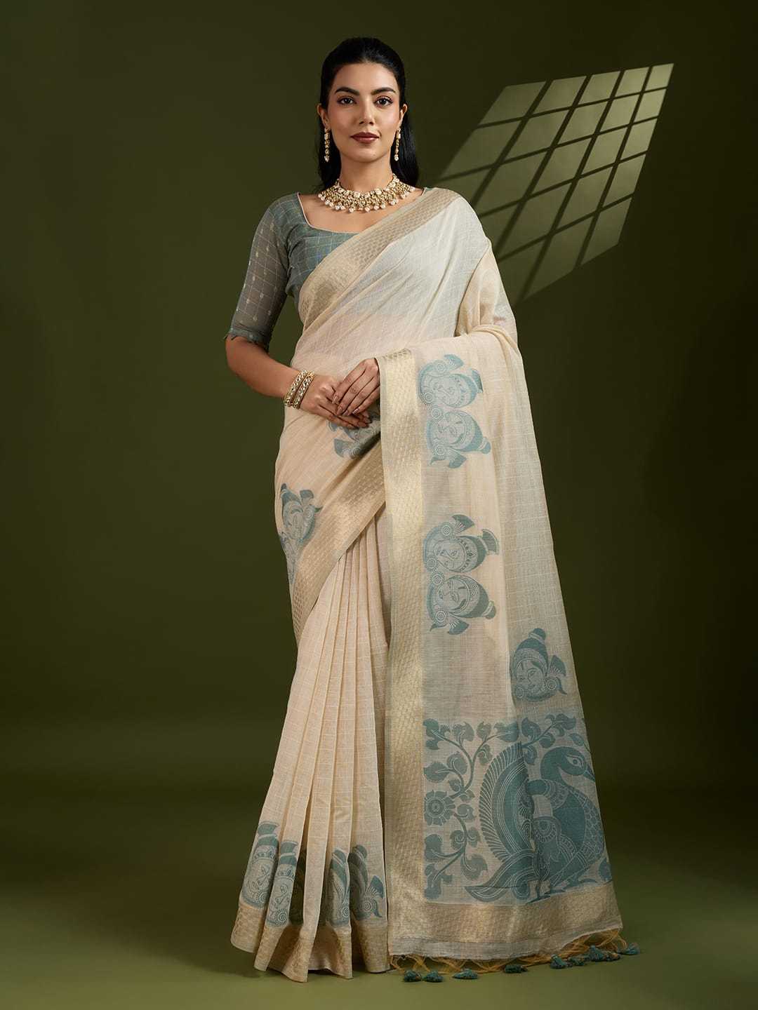 Muga Cotton Kalamkari Saree