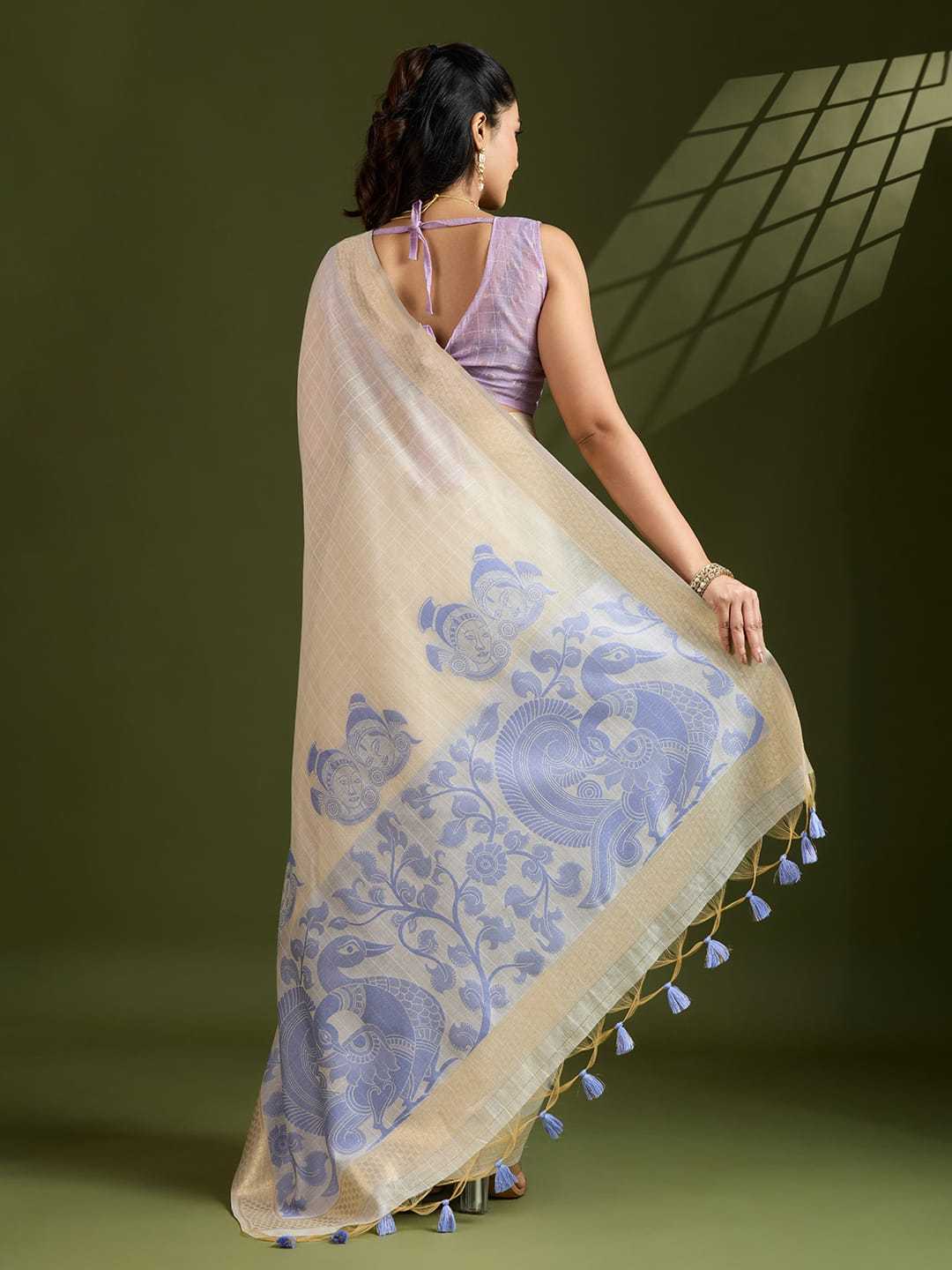 Muga Cotton Kalamkari Saree