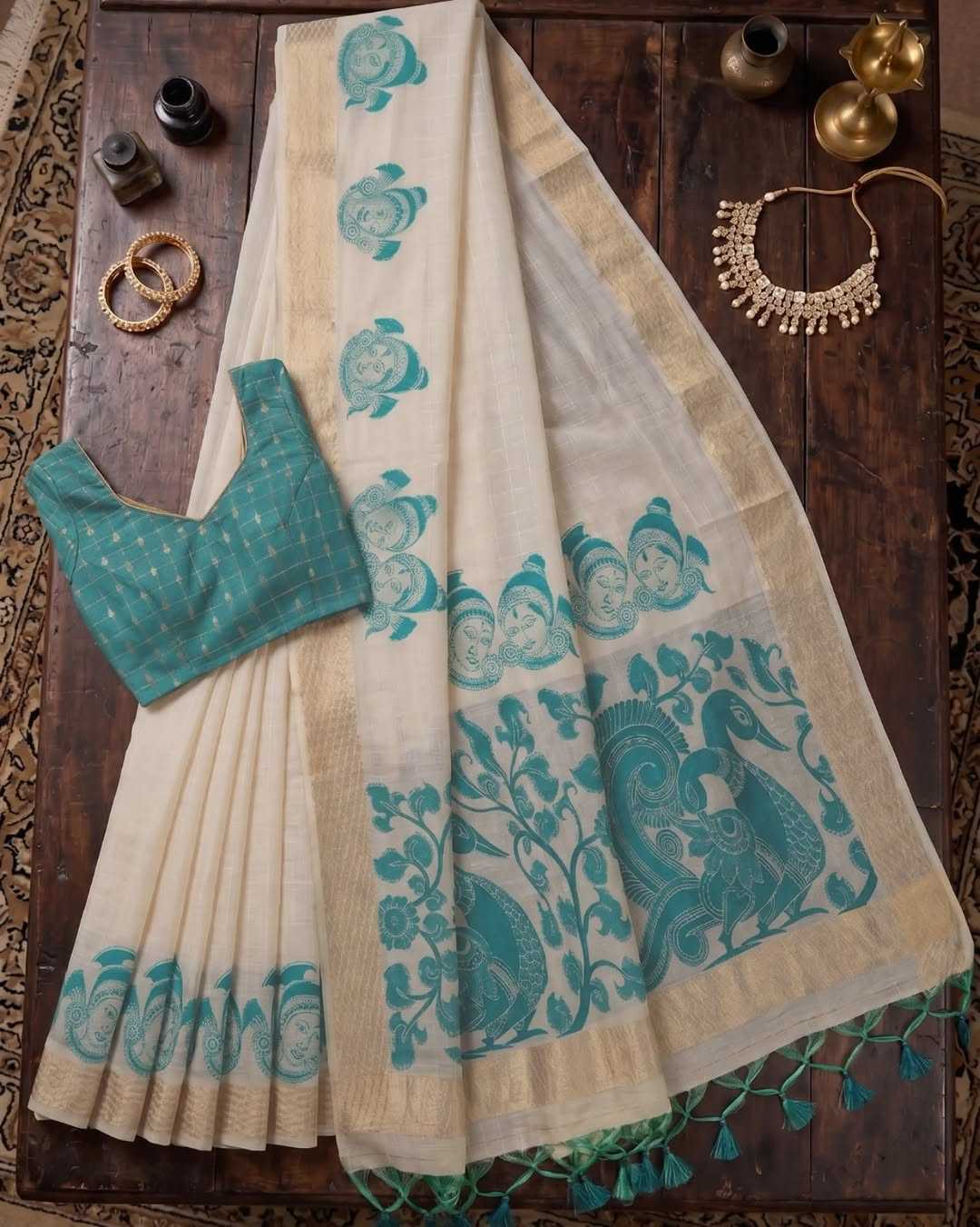 Muga Cotton Kalamkari Saree