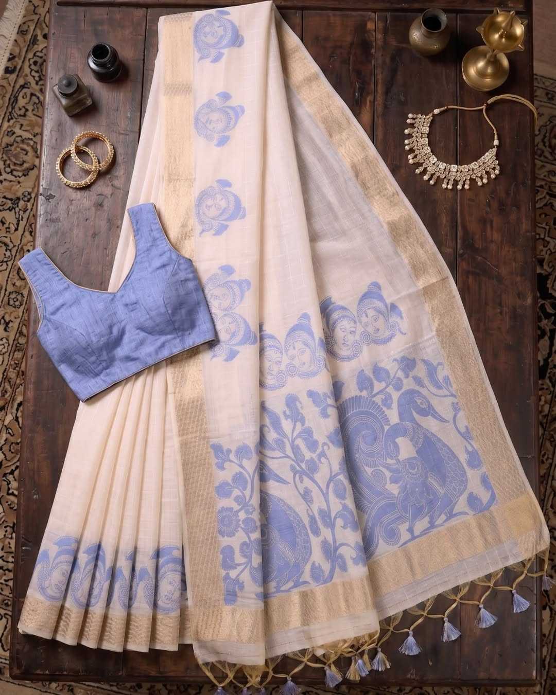 Muga Cotton Kalamkari Saree