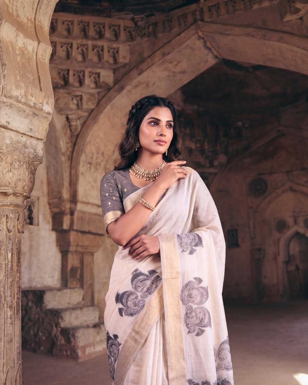 Muga Cotton Kalamkari Saree