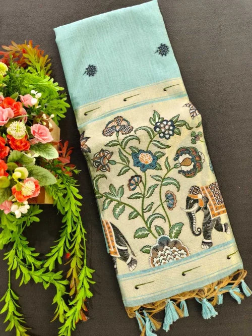 Muga Cotton Designer Saree