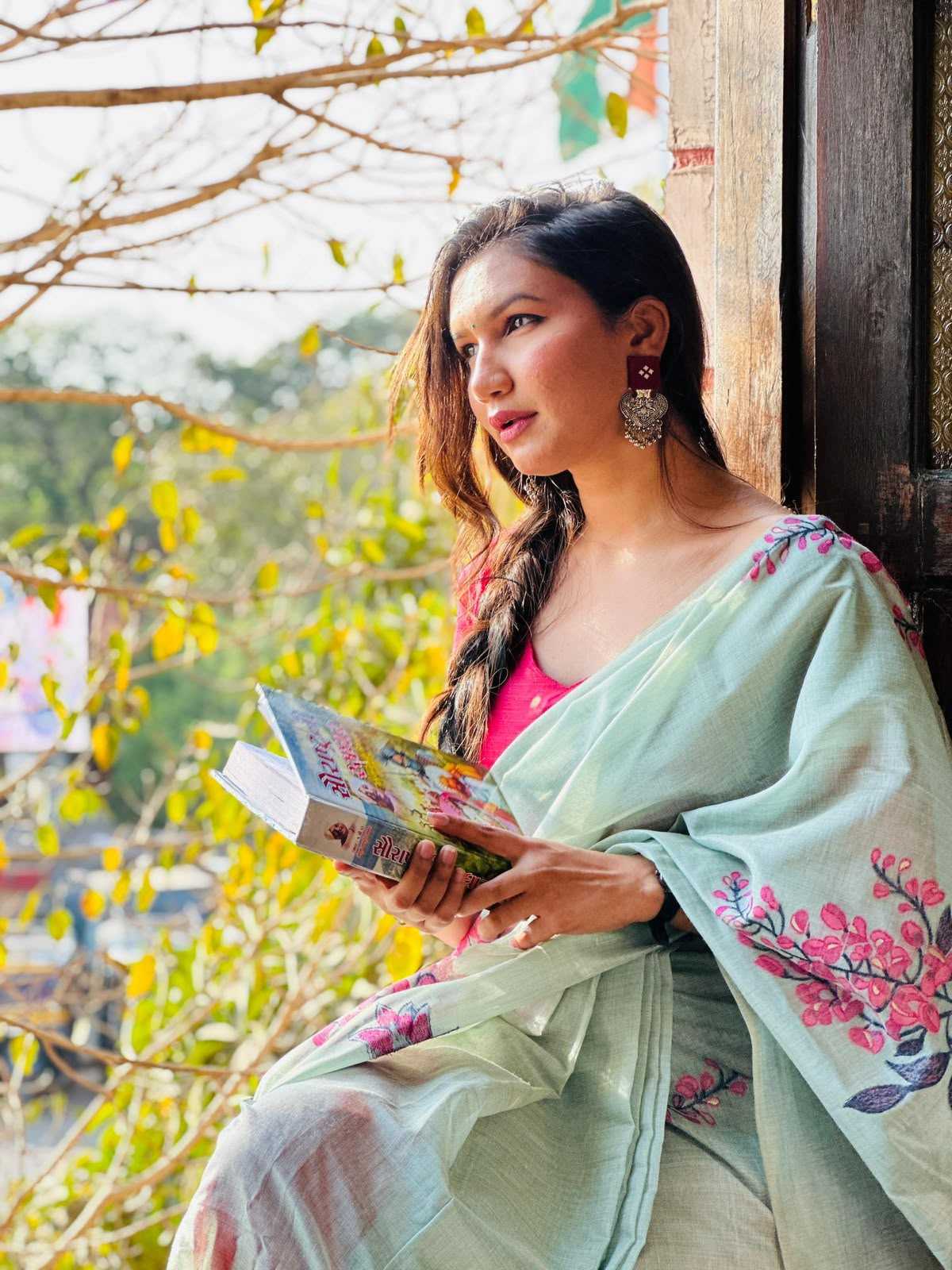 Muga Cotton Soft Silk Saree in Baby Pink