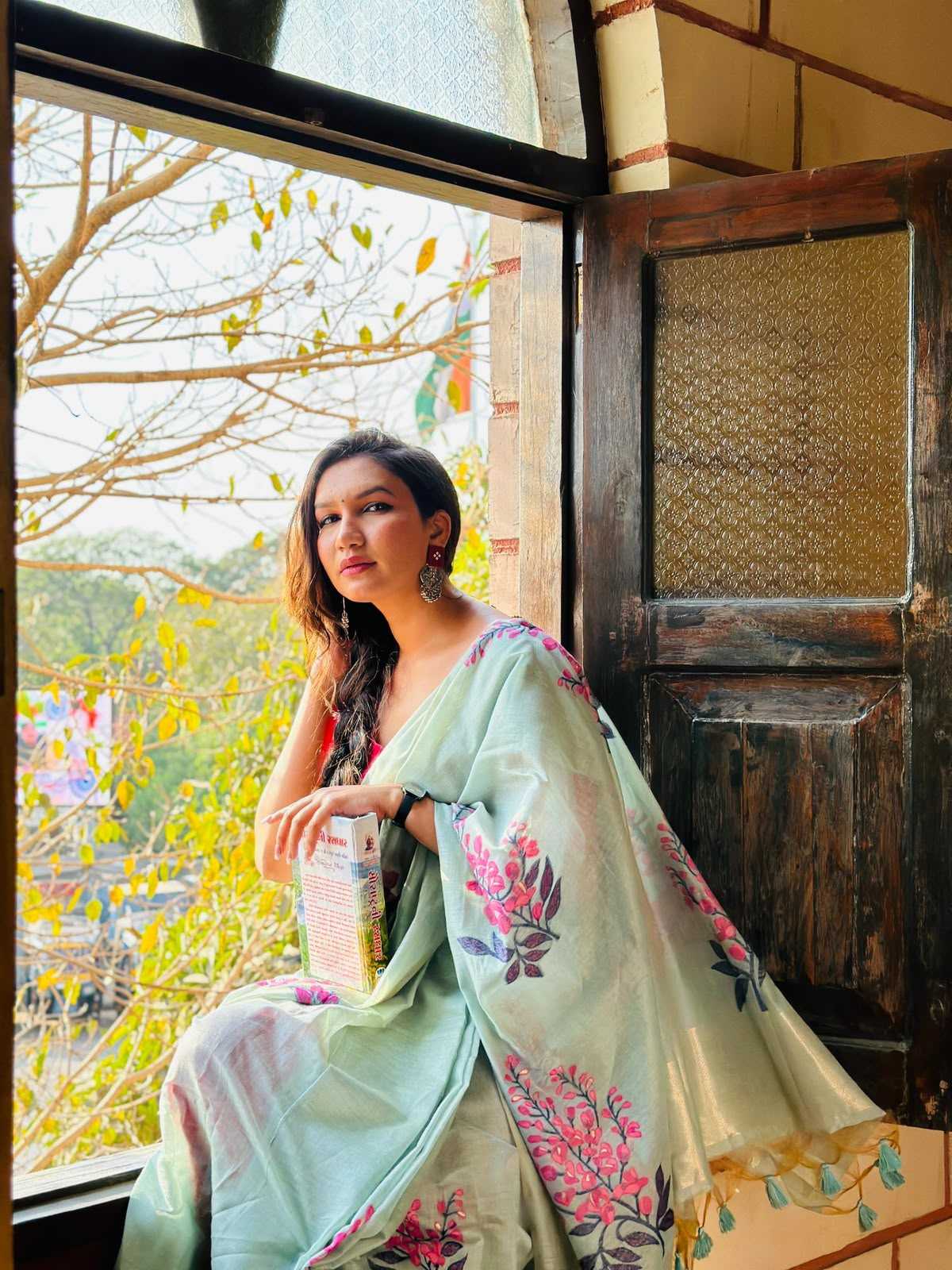 Muga Cotton Soft Silk Saree in Baby Pink