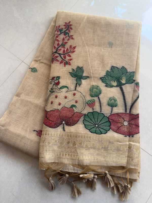 Muga Soft Cotton Designer Saree in Green