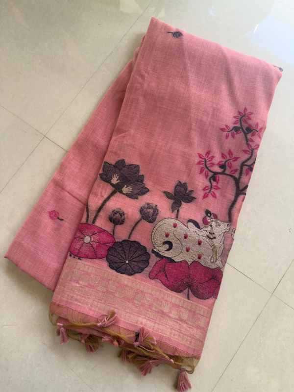 Muga Soft Cotton Designer Saree in Green