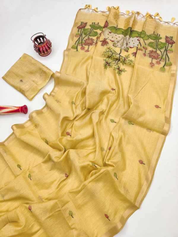 Muga Soft Cotton Designer Saree in Green