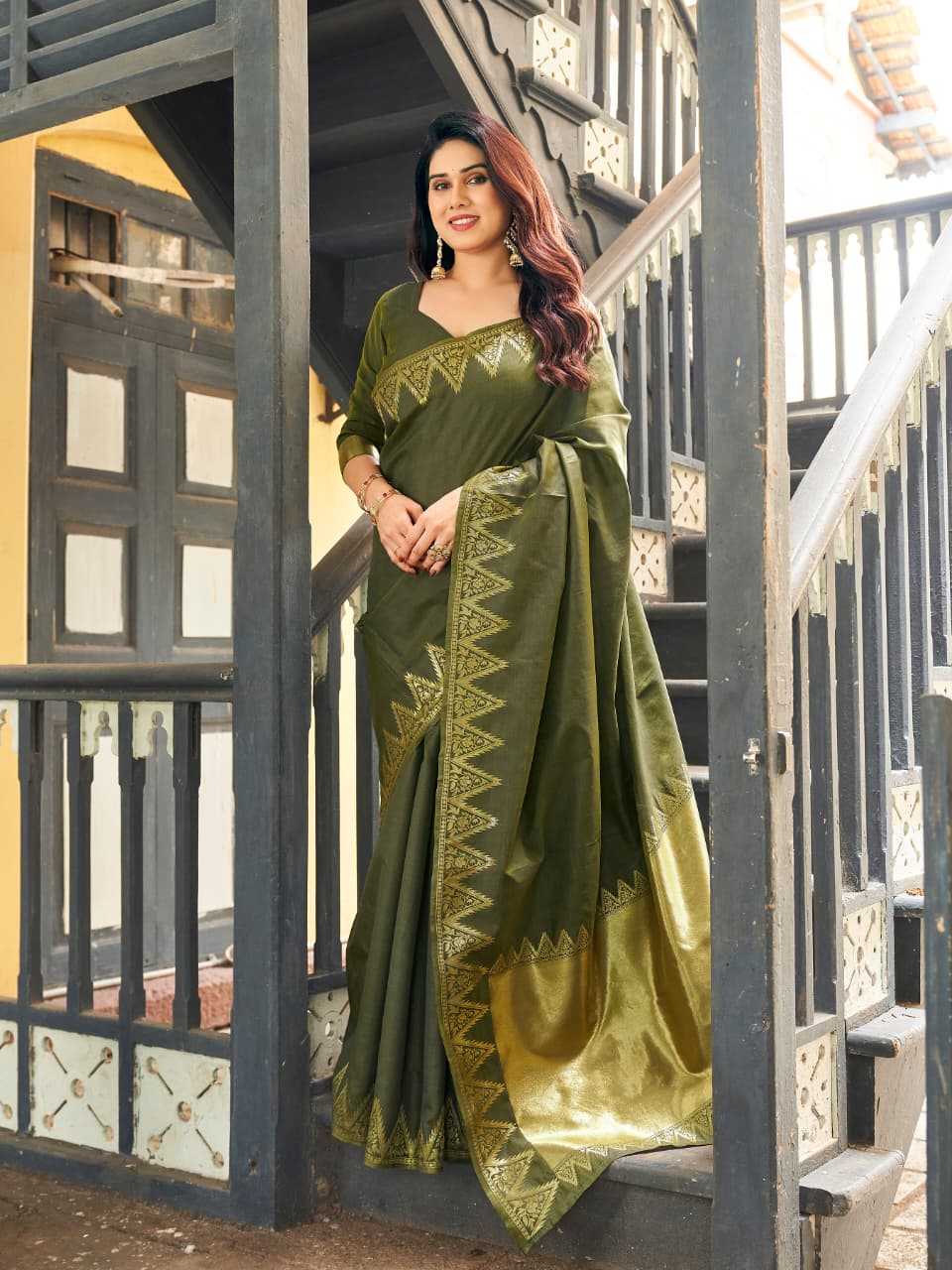 NOW Banarasi Soft Silk Zari Border Saree