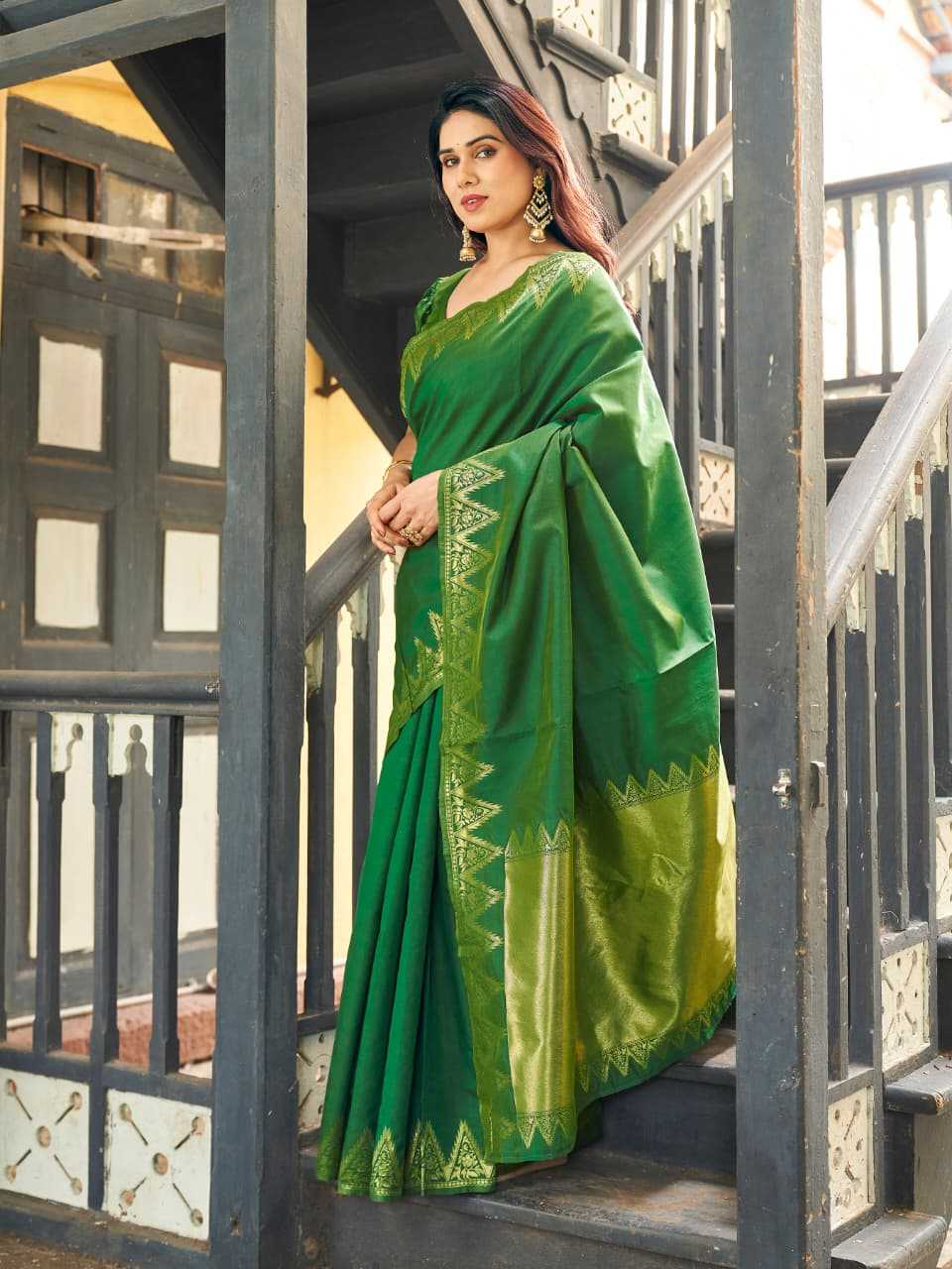 NOW Banarasi Soft Silk Zari Border Saree