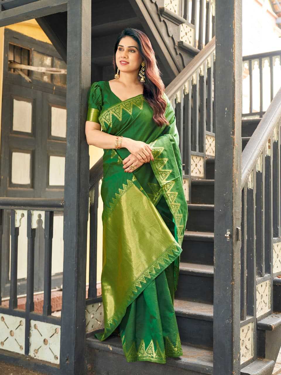 NOW Banarasi Soft Silk Zari Border Saree