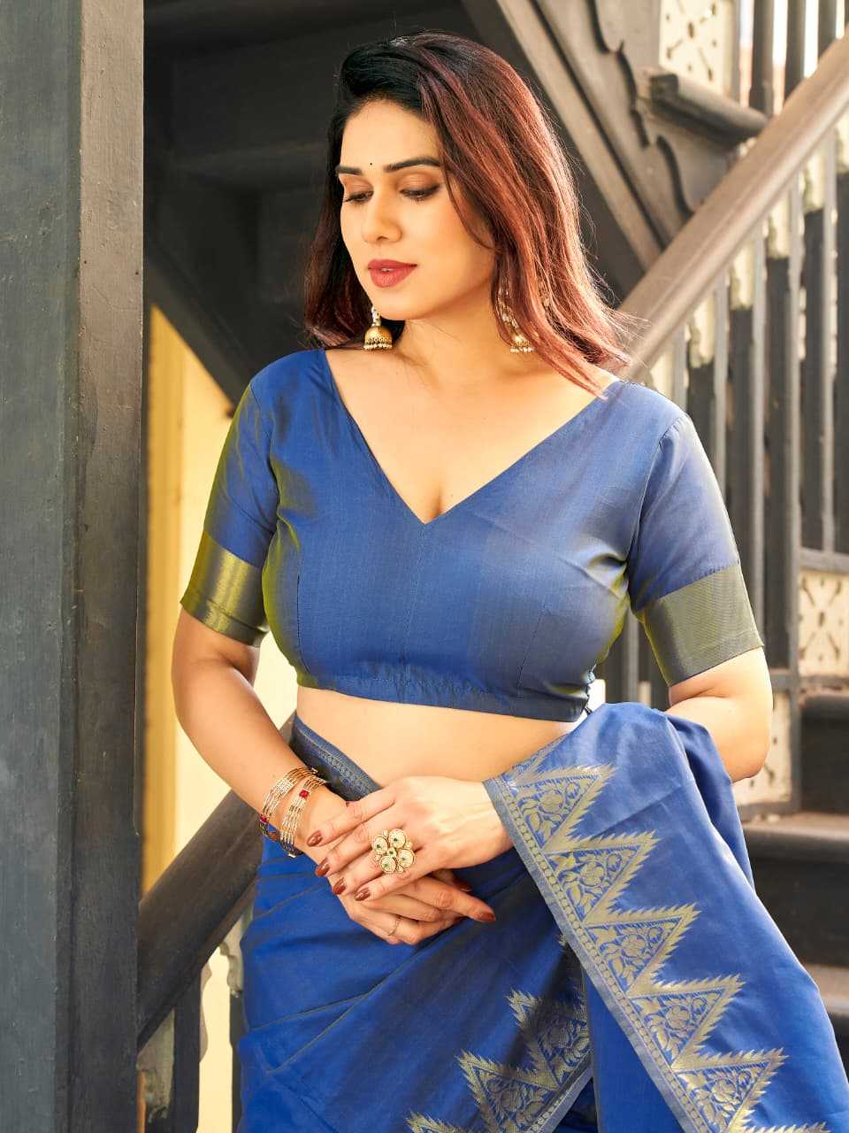 NOW Banarasi Soft Silk Zari Border Saree