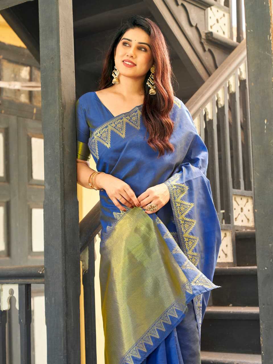 NOW Banarasi Soft Silk Zari Border Saree