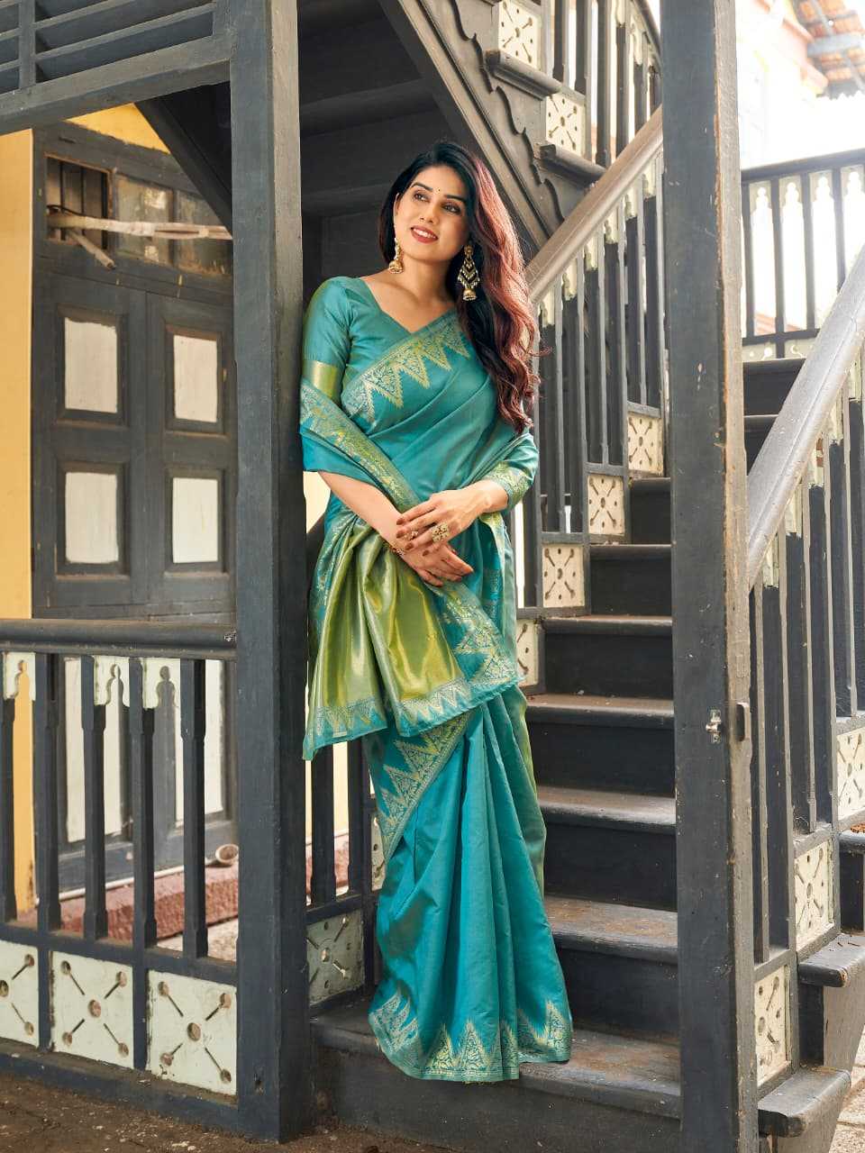 NOW Banarasi Soft Silk Zari Border Saree
