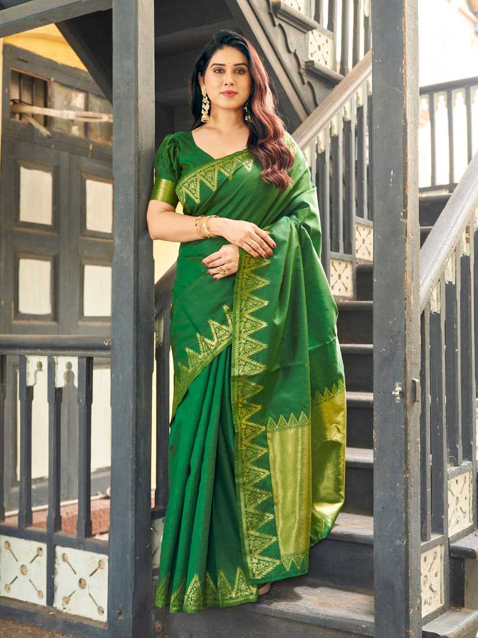 NOW Banarasi Soft Silk Zari Border Saree