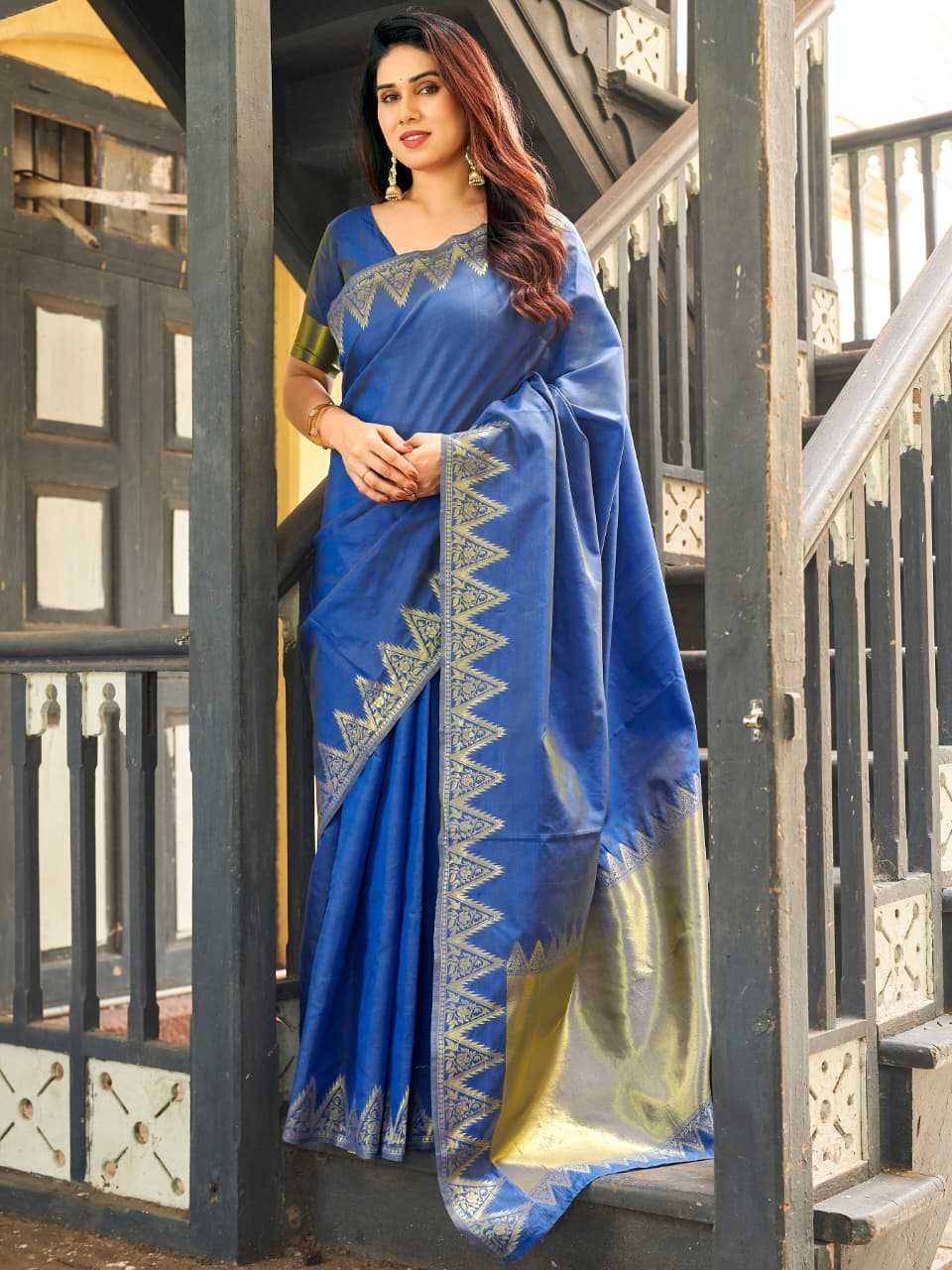 NOW Banarasi Soft Silk Zari Border Saree