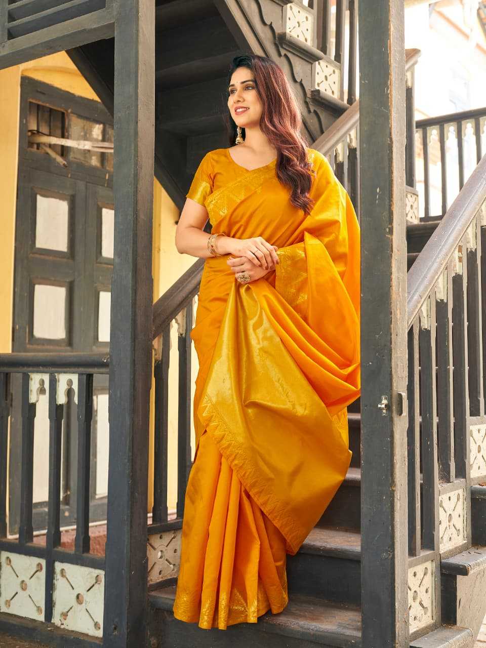NOW Banarasi Soft Silk Zari Border Saree