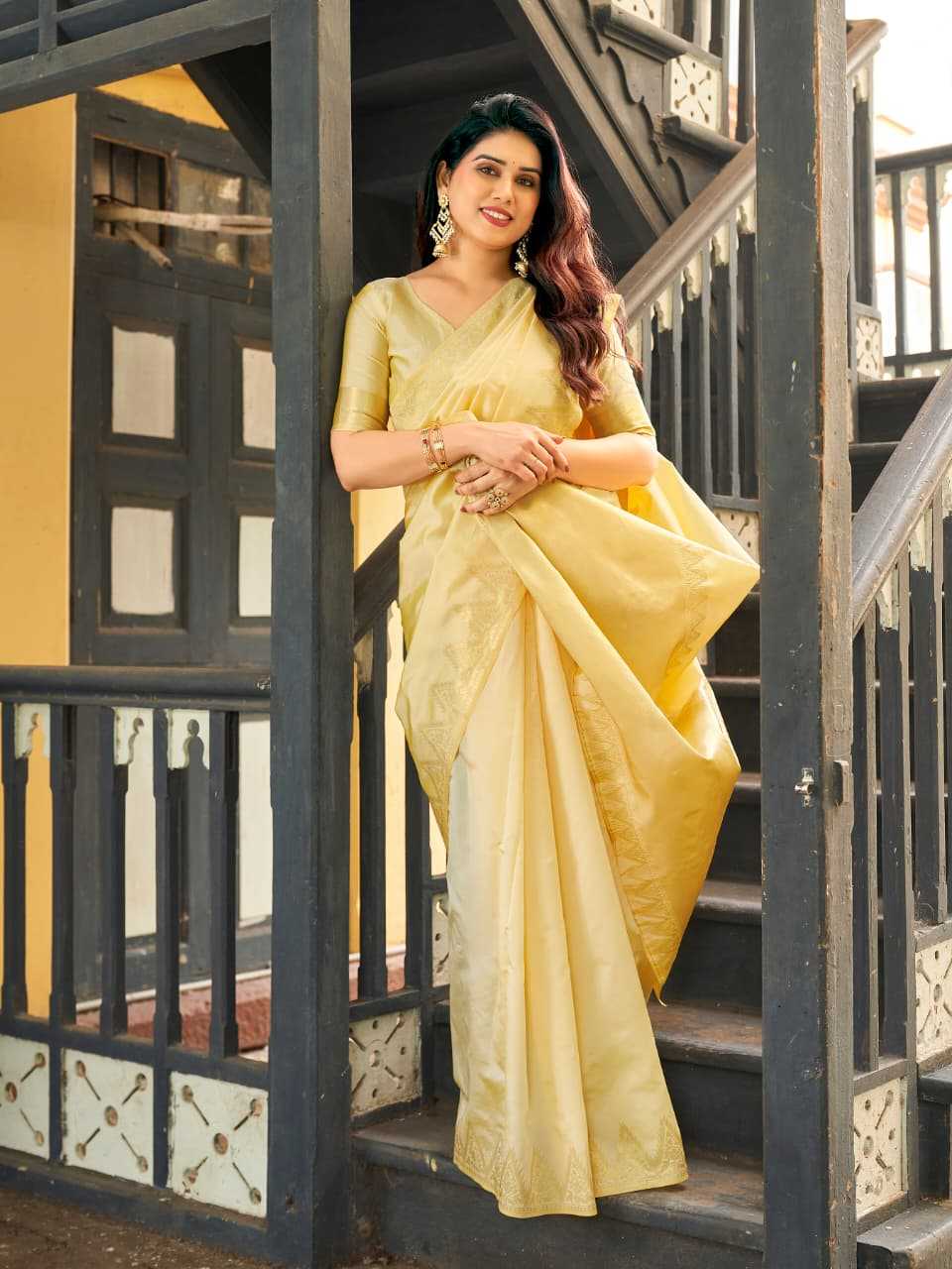 NOW Banarasi Soft Silk Zari Border Saree