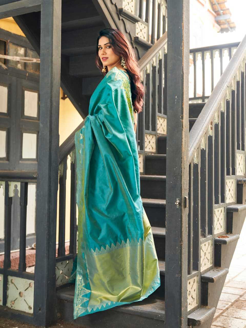 NOW Banarasi Soft Silk Zari Border Saree