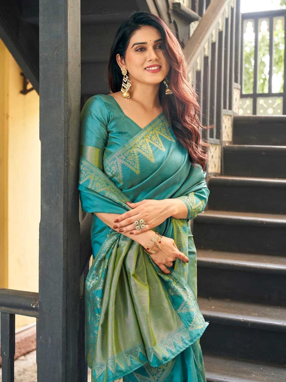 NOW Banarasi Soft Silk Zari Border Saree
