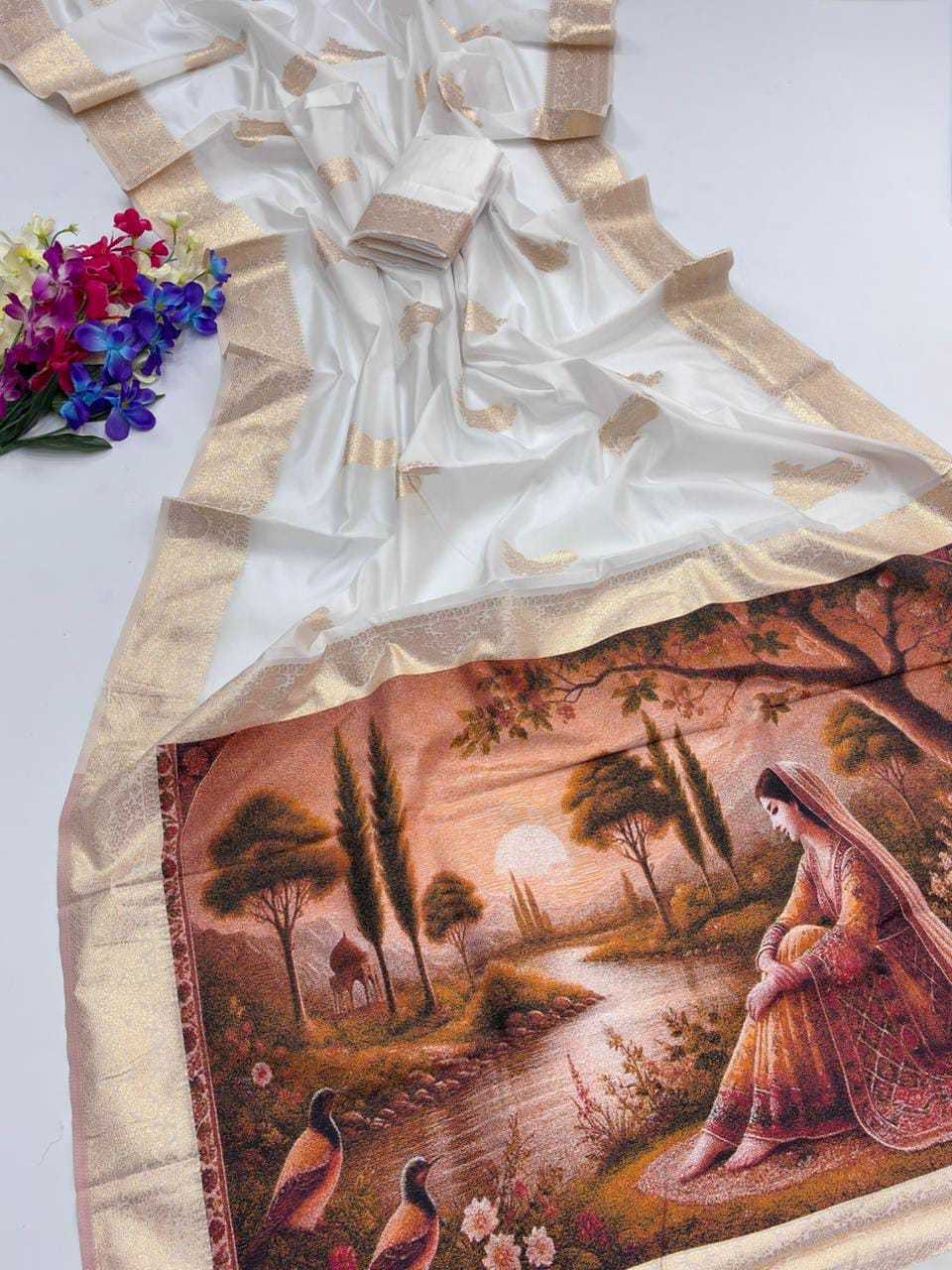 RAO Banarasi Soft Silk Zari Border Saree