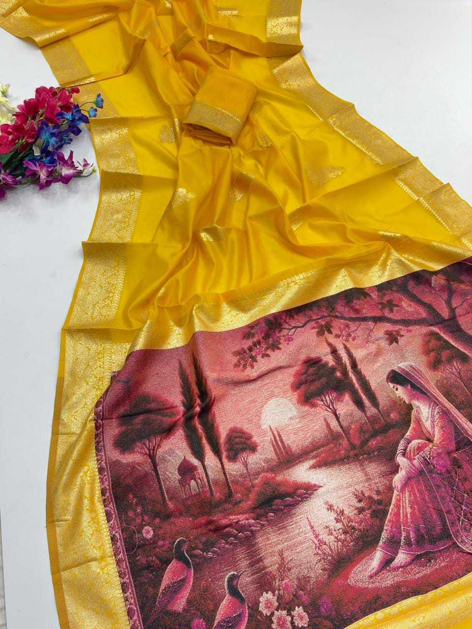 RAO Banarasi Soft Silk Zari Border Saree
