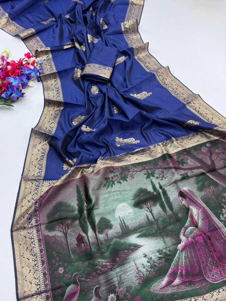 RAO Banarasi Soft Silk Zari Border Saree