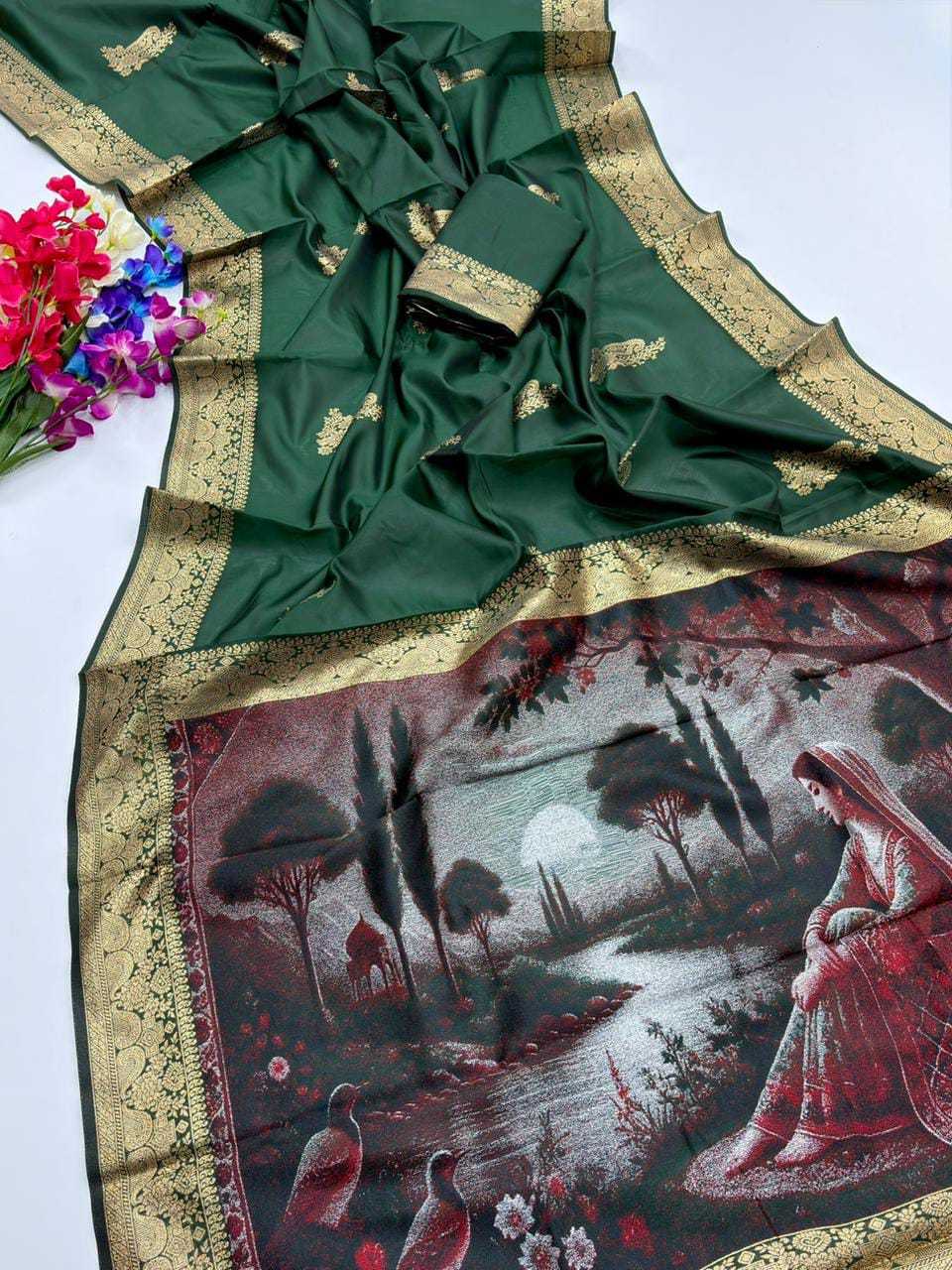 RAO Banarasi Soft Silk Zari Border Saree