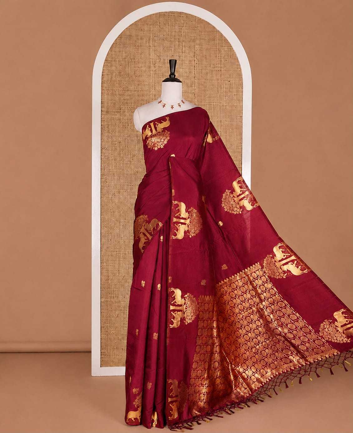 RAW Banarasi Soft Silk Zari Border Saree