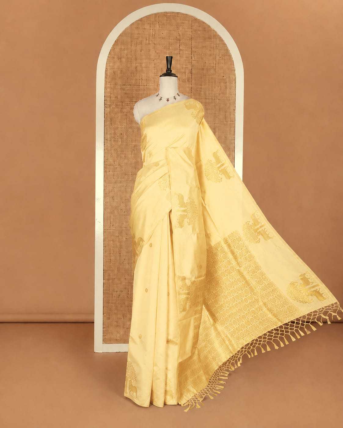 RAW Banarasi Soft Silk Zari Border Saree