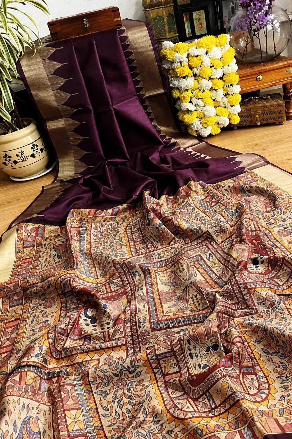 Rutrang Tussar Silk Printed Saree