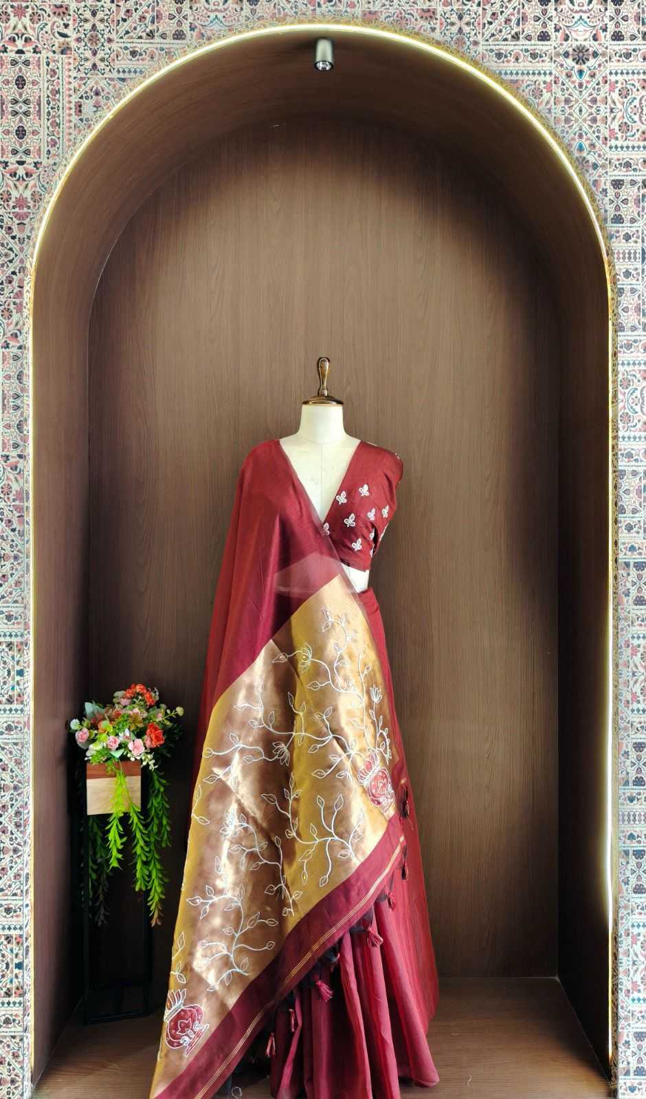 Sadhana Cotton Embroidered Saree