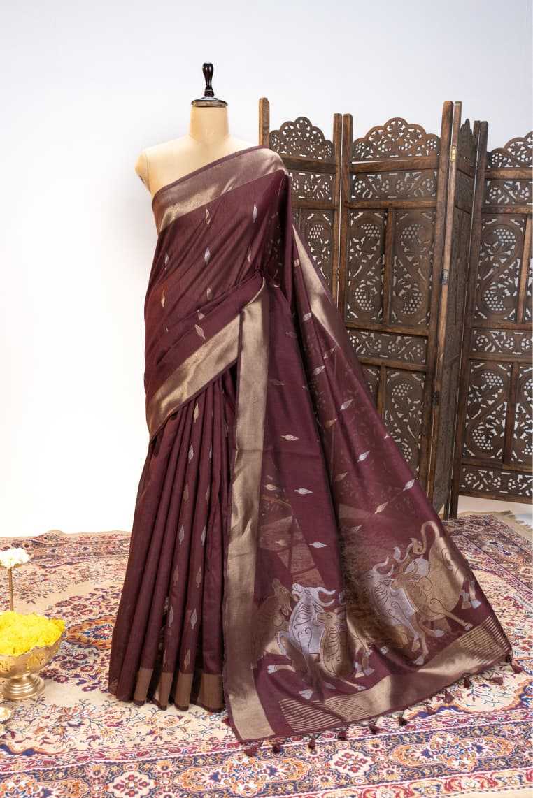 Silk Khadi Cotton Zari Border Saree